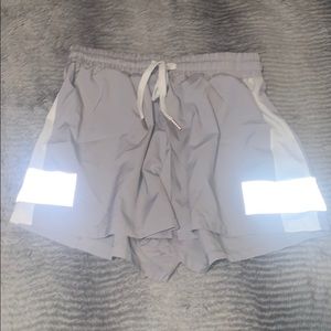 Grey Reflective Windbreaker High Waisted Shorts
